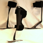 Ankle foot orthosis with tan lining, front view