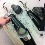 Left and right trans-radial prosthesis created by practitioner Dann Goodnough