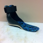 Ankle foot orthosis with blue patterned foot plate