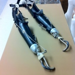 Left and right trans-radial prosthesis created by practitioner Dann Goodnough